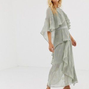 Stevie May Golden Frill Midi Dress